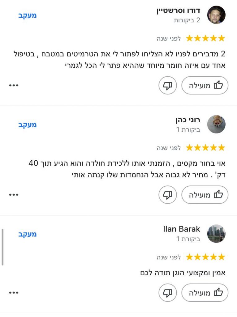 המלצה בגוגל לעסק שלי על חברת הדברות מקצועית