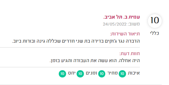 המלצה על מדביר מאתר מדרג